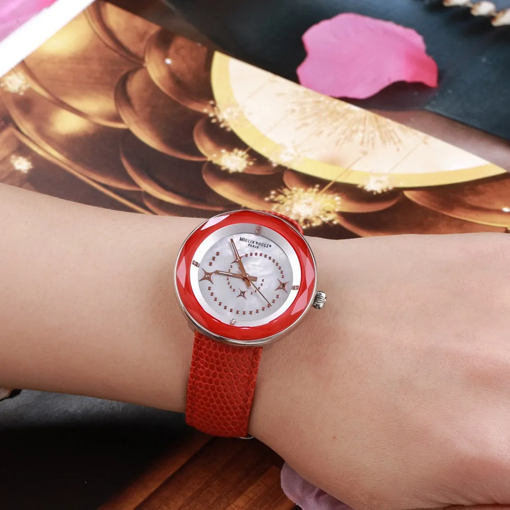 Women Watch Japan Quartz Movement Genuine Leather Strap Casual Waterproof Luminous Hands Watch