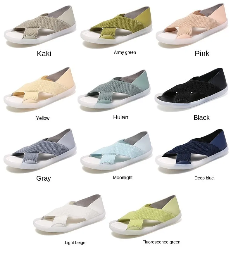 Women's Summer Casual Solid Pattern Breathable Slip-On Sandals