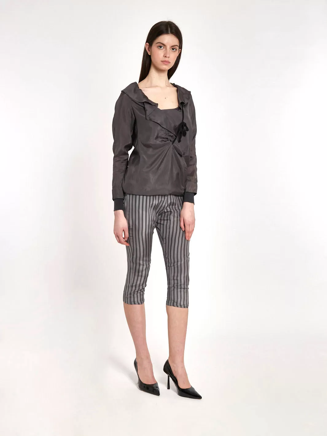 Y2K Marni silk pants capri pants with striped pattern