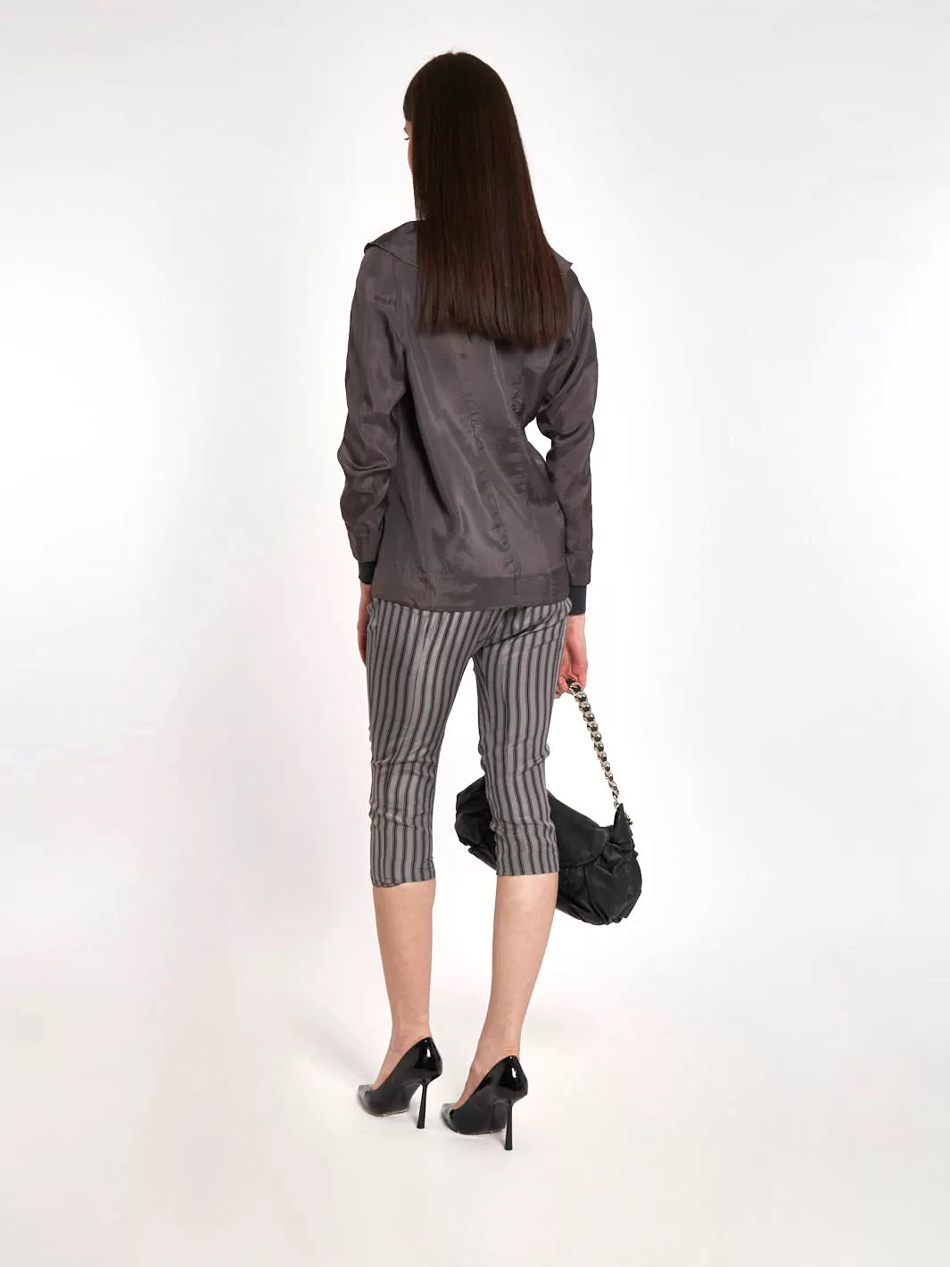 Y2K Marni silk pants capri pants with striped pattern