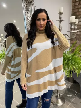 Zebra Roll Neck Jumper Roux