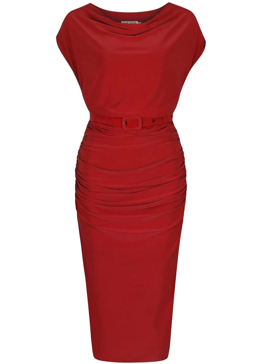 Zoe Vine Billie 50's Pencil Dress Berry Red